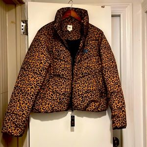 Vans down jacket, XL, leopard pattern, waist length